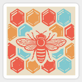 Groovy Retro 70s Bee and Honeycomb Art Magnet